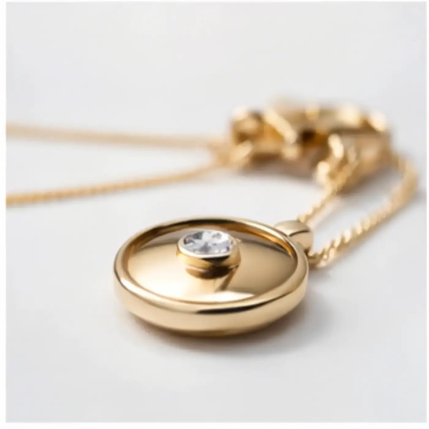 14ct yellow gold engraved designer necklace with lab grown diamond pendant