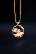 14ct yellow gold engraved designer necklace with lab grown diamond