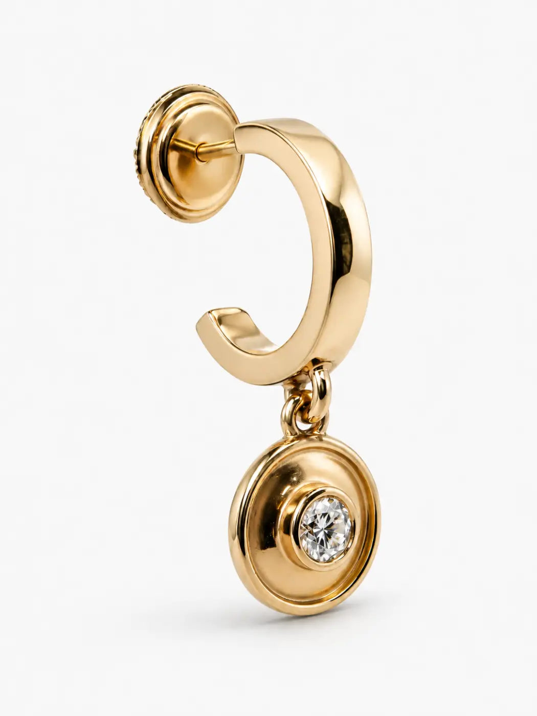 Miler axis drop diamond earrings in solid 14ct yellow gold with a 3mm diamond pendant and smartlock fastening